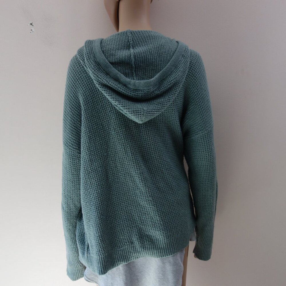 Aerie Waffle Knit Hoodie Sweater Overcast Green Oversized (XS) NWOT! - Picture 7 of 12